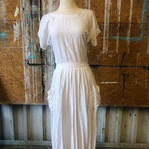 Women’s white summer dress short sleeve midi